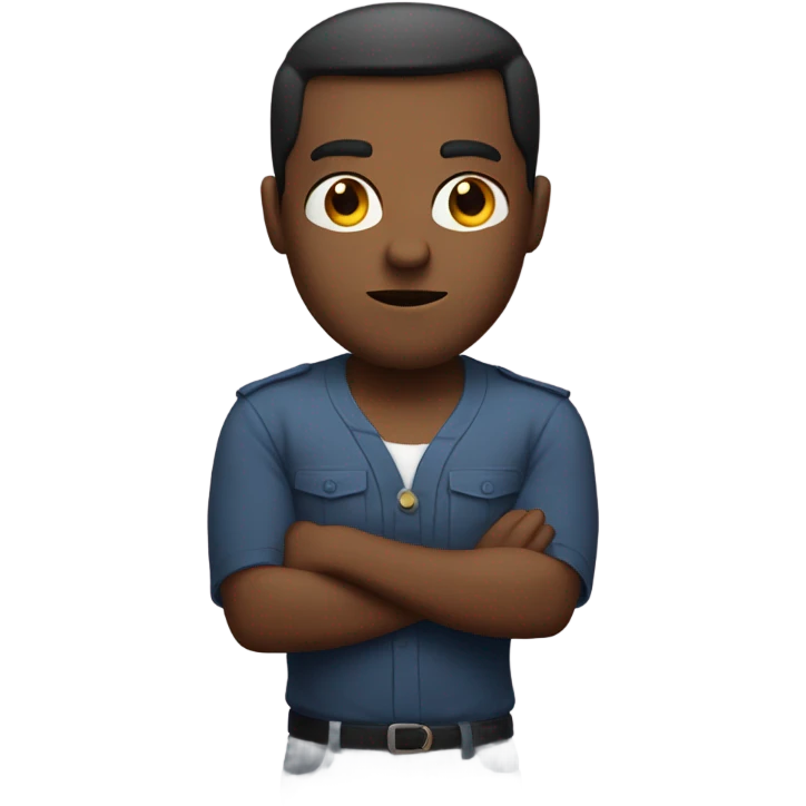 emoji with intrigued face and crossed arms emoji