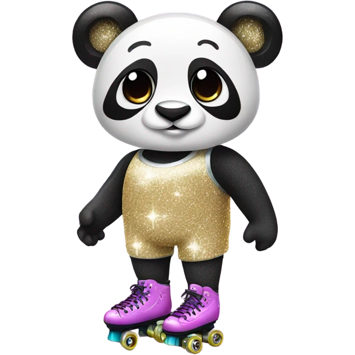 Panda wearing glitter underwear on roller skates emoji