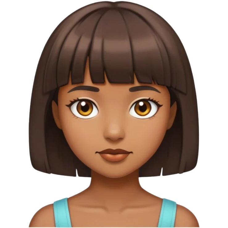 Una chica morena con pelo corto y su fleco  emoji