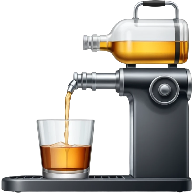 Envasado de botella de licor con boquilla de la maquina para llenado y sin logo en la botella emoji