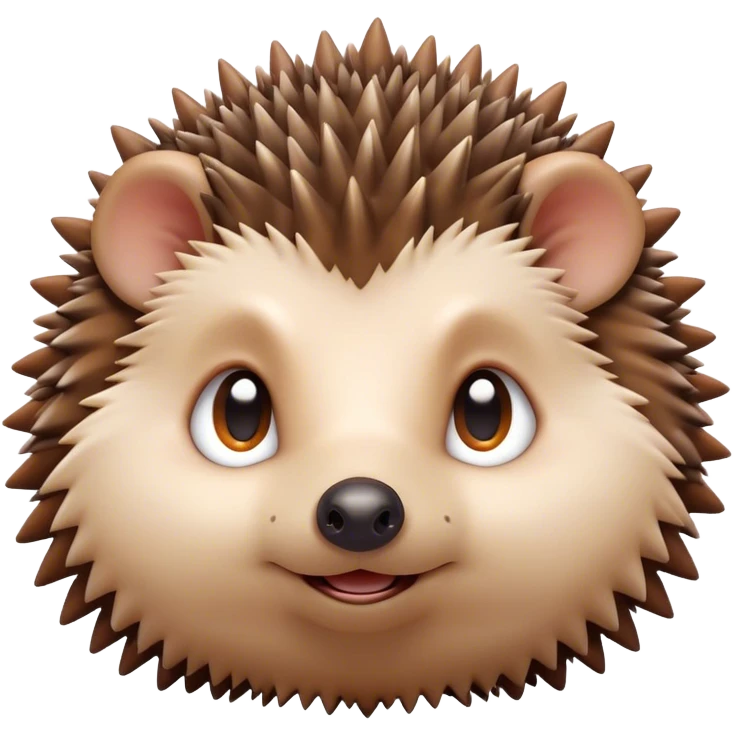Cinematic Cute Hedgehog Portrait Emoji, Head tilted playfully and inquisitively, featuring a fluffy, spiky brown Fur with an irresistibly cute, round face and tiny ears, round, sparkling eyes filled with curious wonder, Simplified yet irresistibly adorable features, highly detailed, glowing with a warm, friendly glow, high shine, affectionate and quirky, stylized with a touch of woodland whimsy, bright and endearing, soft glowing outline, capturing the essence of a mischievous yet loving hedgehog, so playful it feels like it could roll out of the screen and into your arms! emoji