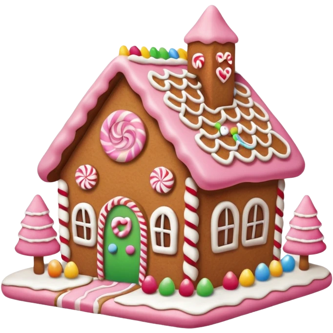 Gingerbread house pink emoji