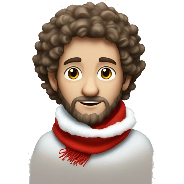 Mr. Tumnus from Narnia wearing a bright red scarf with a dusting of snow on his furry legs  emoji