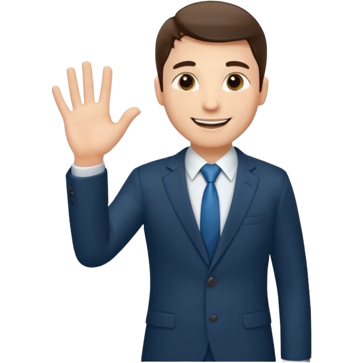 The businessman extends his hand to the side, as if he is about to take something. emoji