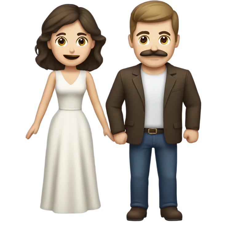 caucasian brunette couple moustache  emoji