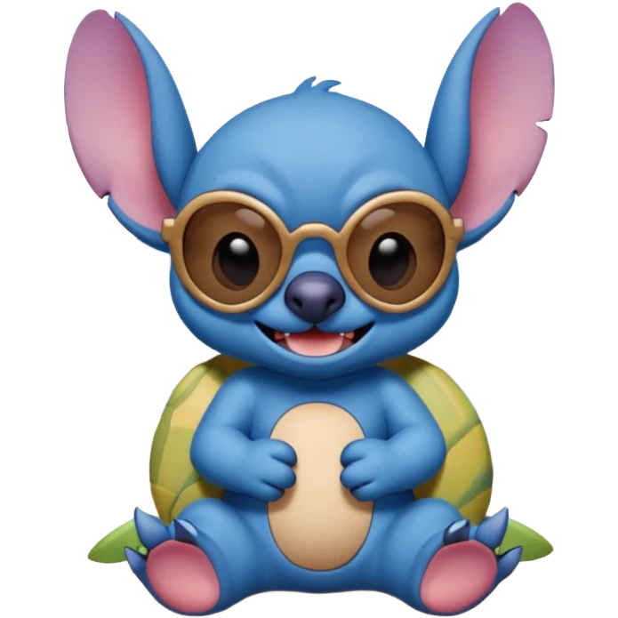 Stitch walking on the beach and saying hello emoji