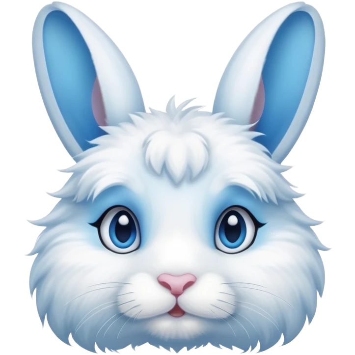 blue and white rabbit with ocean blue eyes emoji