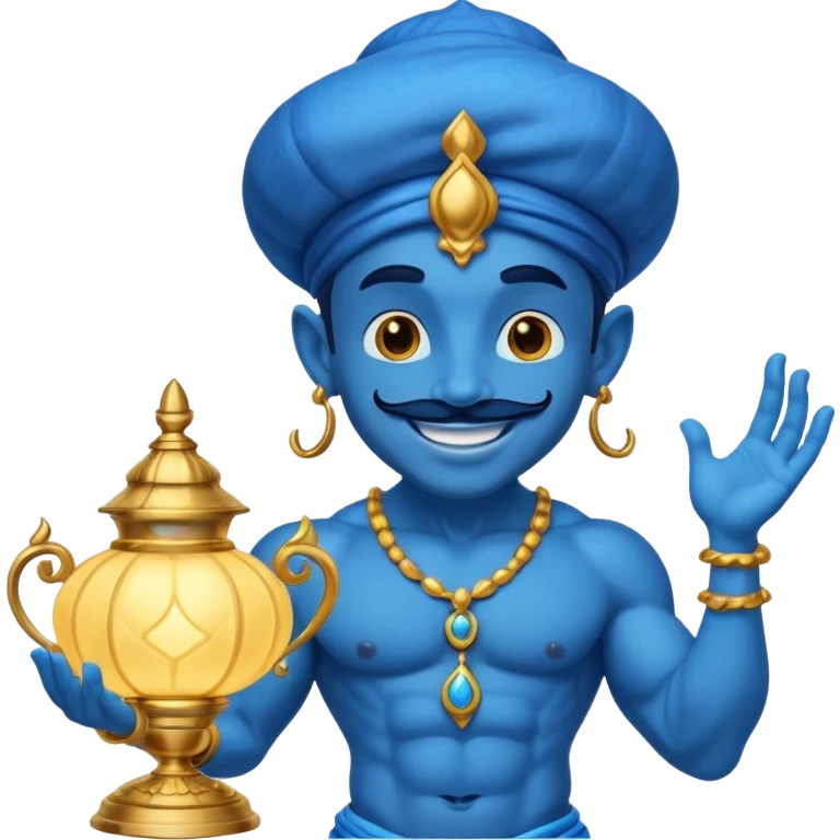 blue genie flies out of aladdin's lamp emoji
