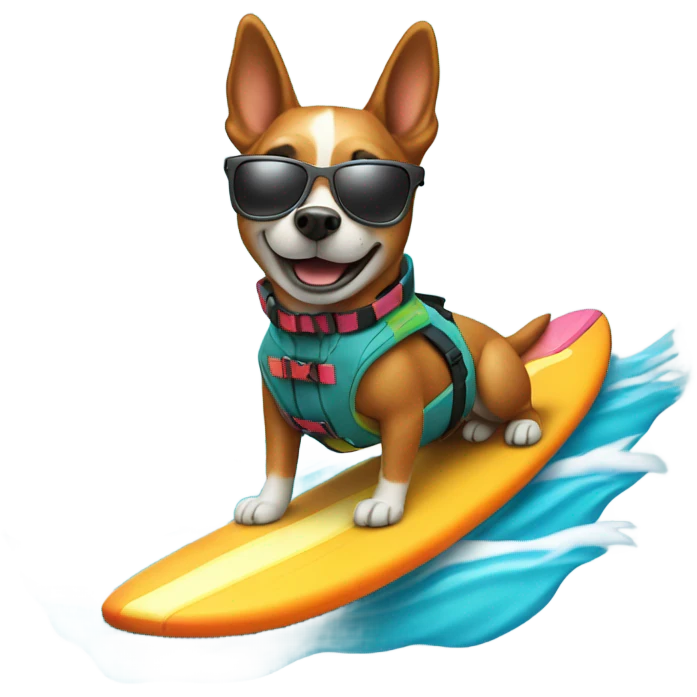 Dog surfing emoji