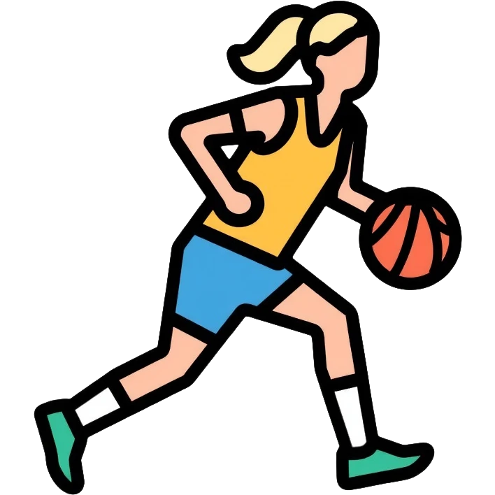 female basketball player dribbling a basketball emoji