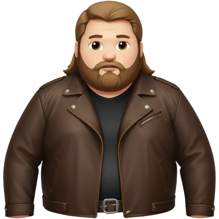 Long hair very fat men with beard in leather jacket emoji