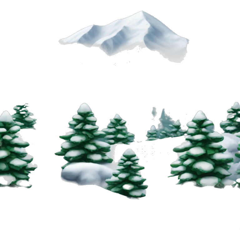 Snowfall on mountain with evergreen trees emoji