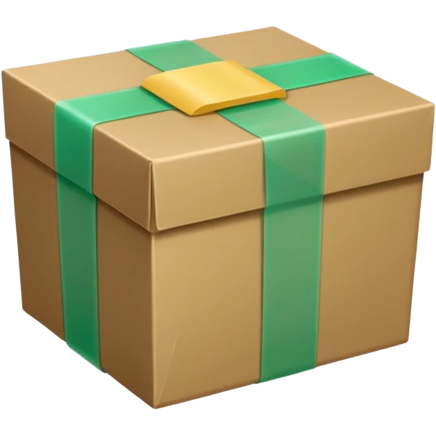 box wrapped in light green scotch tape emoji