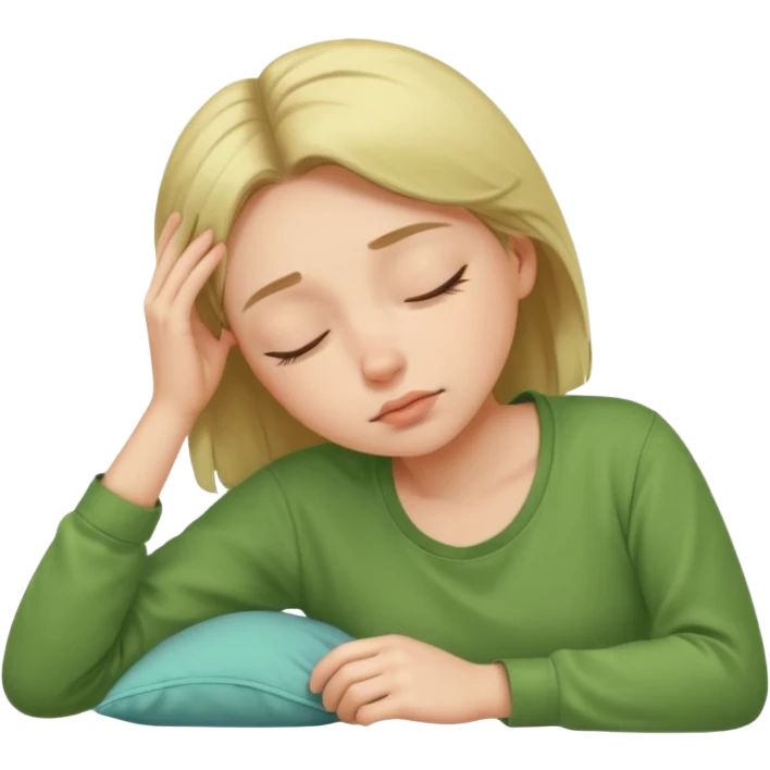 sleepy girl with a green shirt emoji