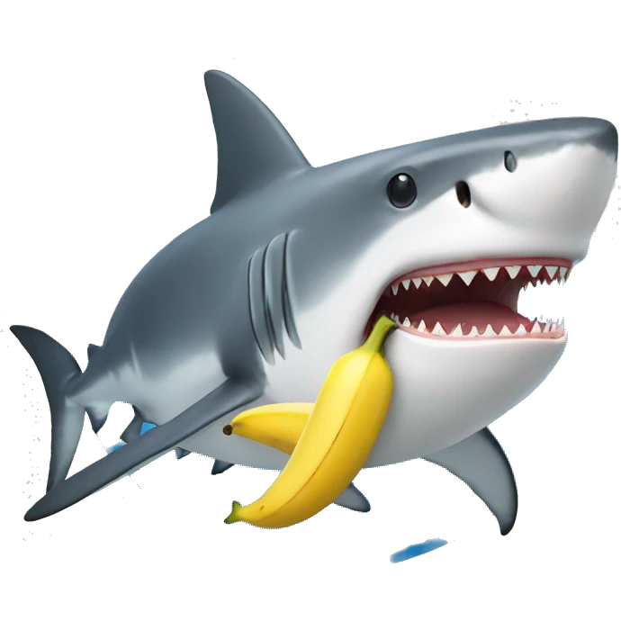 A shark with whos eat a banana emoji