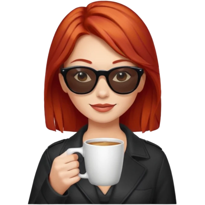 sunglasses red hair woman drink coffee emoji