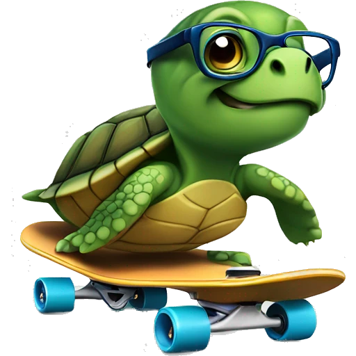 Turtle on a skateboard in glasses  emoji