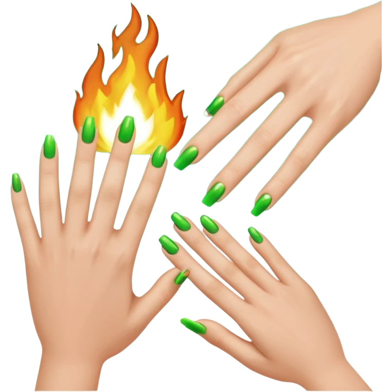 world of warcraft warlock hand with green fire checking nails like a pedicure was just done. just the hand emoji