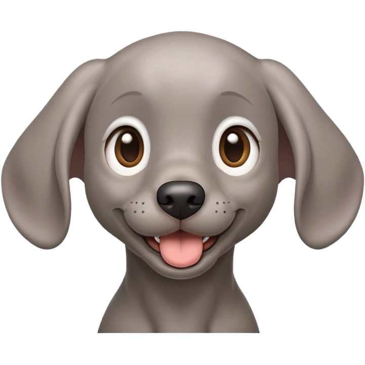 cinematic-comical-weimaraner puppy-portrait-emoji,-head-tilted-dramatically-with-an-exaggeratedly-amused-expression,-featuring-a-vibrant-grey-fur-with-a-lively-sheen,-wide,-expressive-brown-eyes-filled-with-playful-disbelief emoji