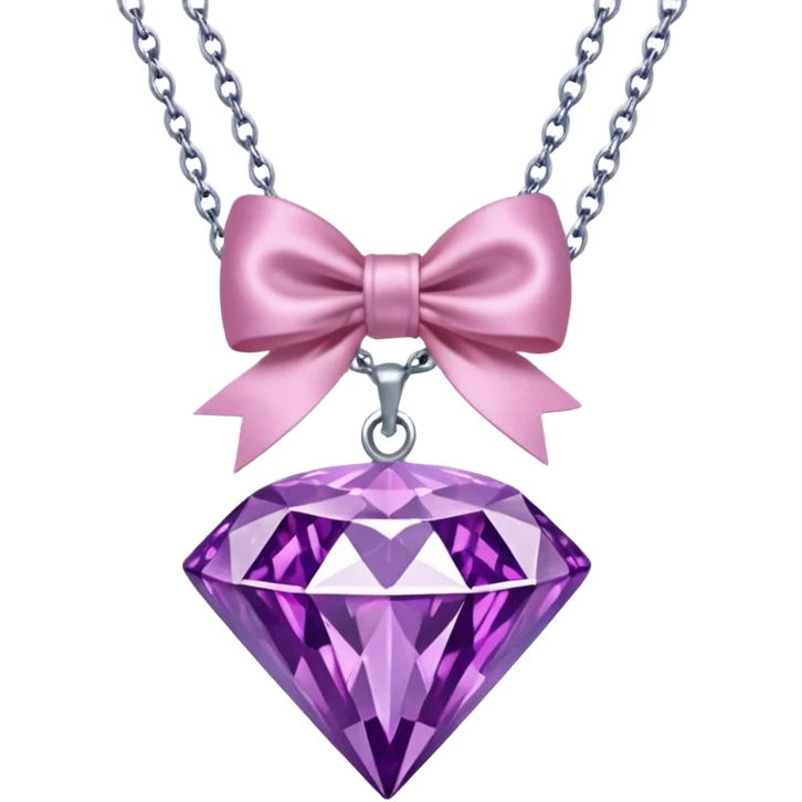 purple diamond necklace with a pink bow emoji