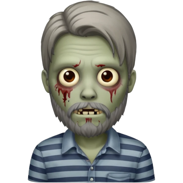zombie in stripe  men long hair & bearded emoji