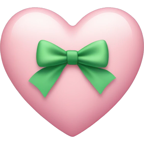Pastel pink heart with green bow emoji
