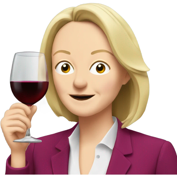 Liz Truss drinking wine emoji
