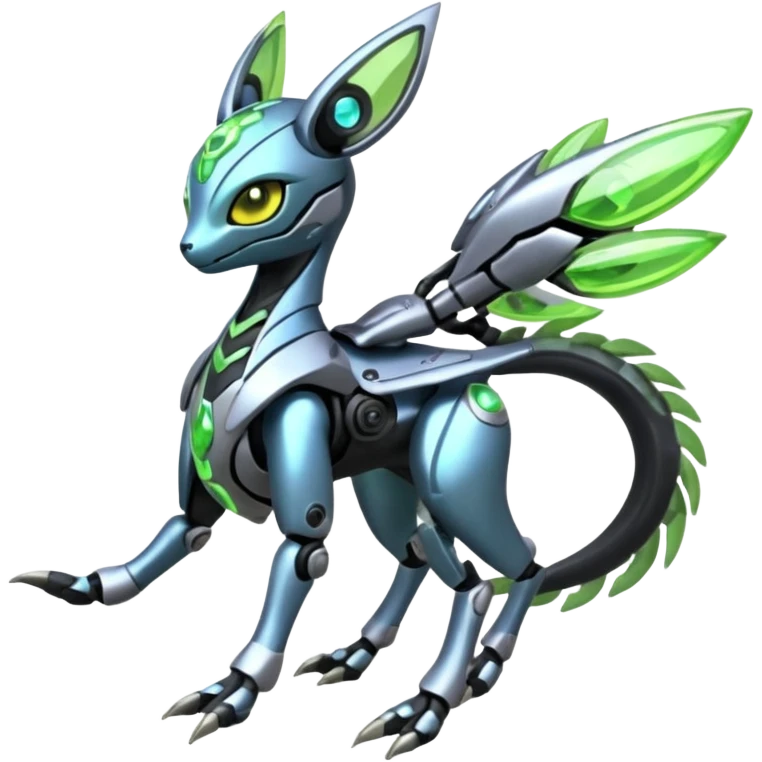  Exotic Organic Mechanical Futuristic Cyborg-Cyber-Meloetta-Zygarde-Zeraora-Protogen-Palkia-hybrid-fusion-Fakémon-creature, full body emoji