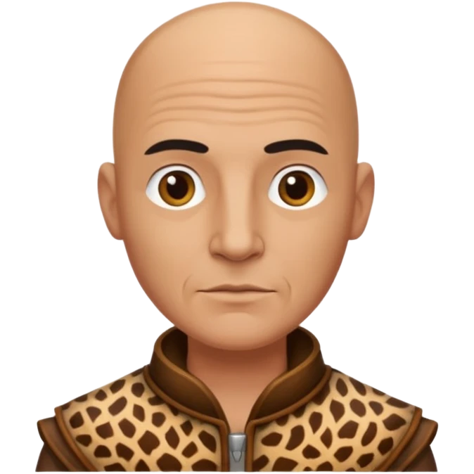ancient man bold head, animal skin leather emoji