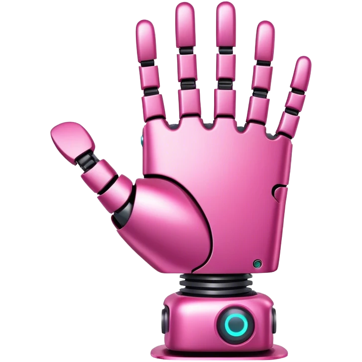 intense pink robotic hand waving hello emoji