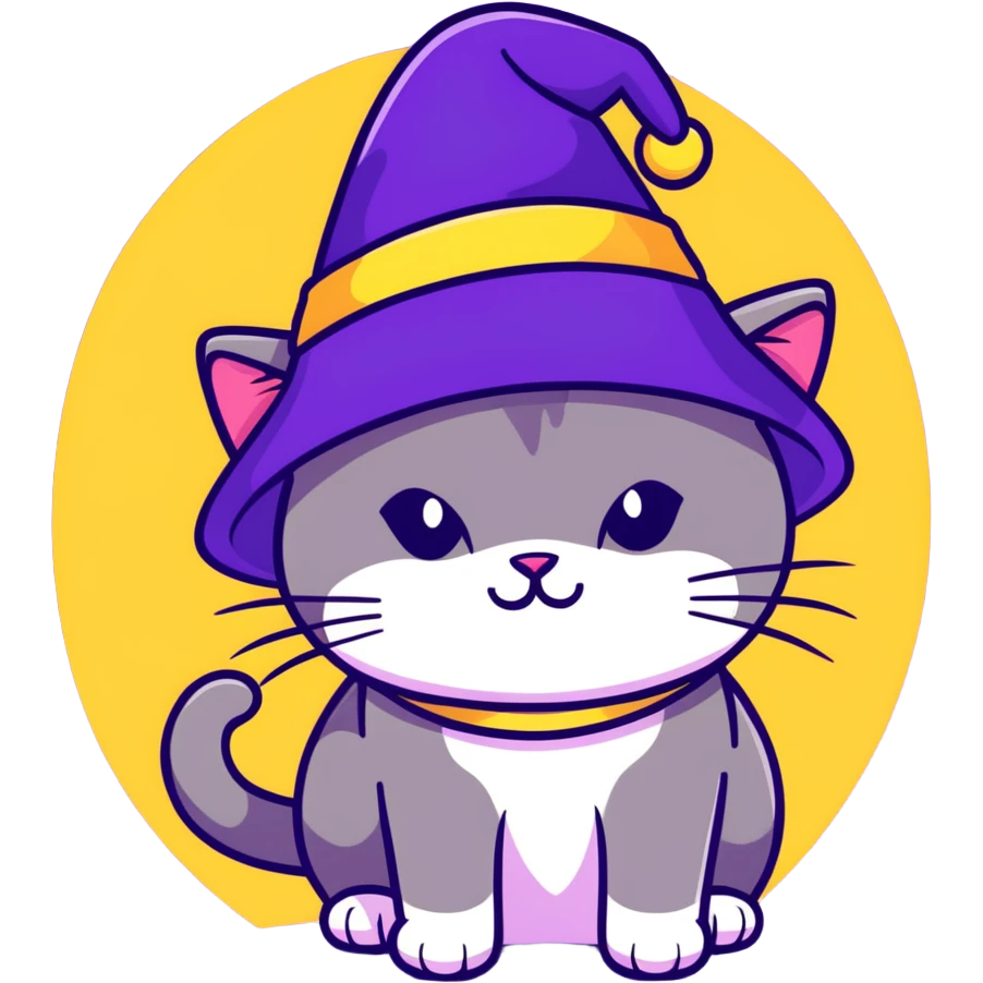 violet cat in magic hat emoji