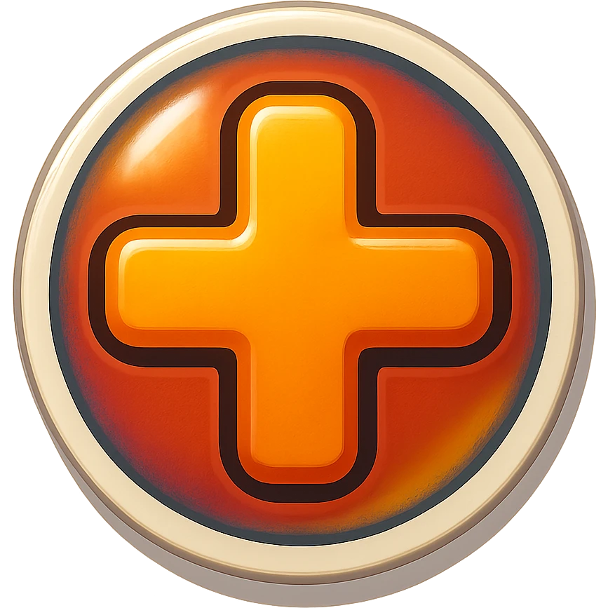a plus sign inside a colored badge, vibrant style emoji