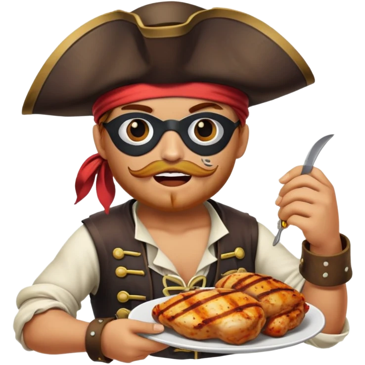 Pirata comiendo pollo a la brasa emoji