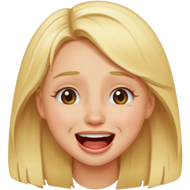 blonde girl crying from laughter, very funny, happy, having fun emoji