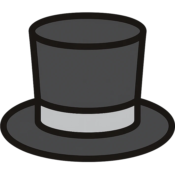 black top hat with gray ribbon icon emoji