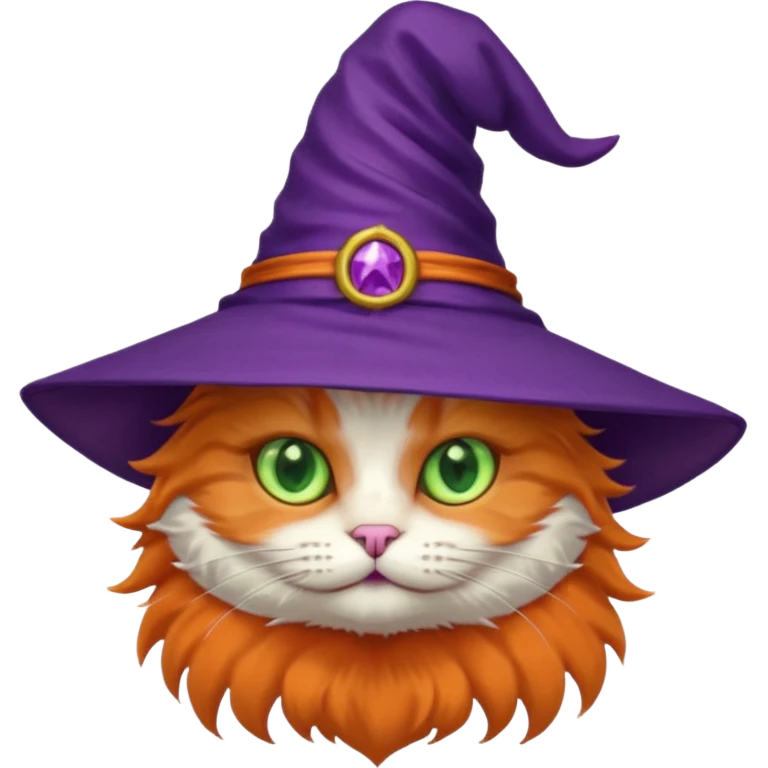 cat wear purple wicth hat emoji