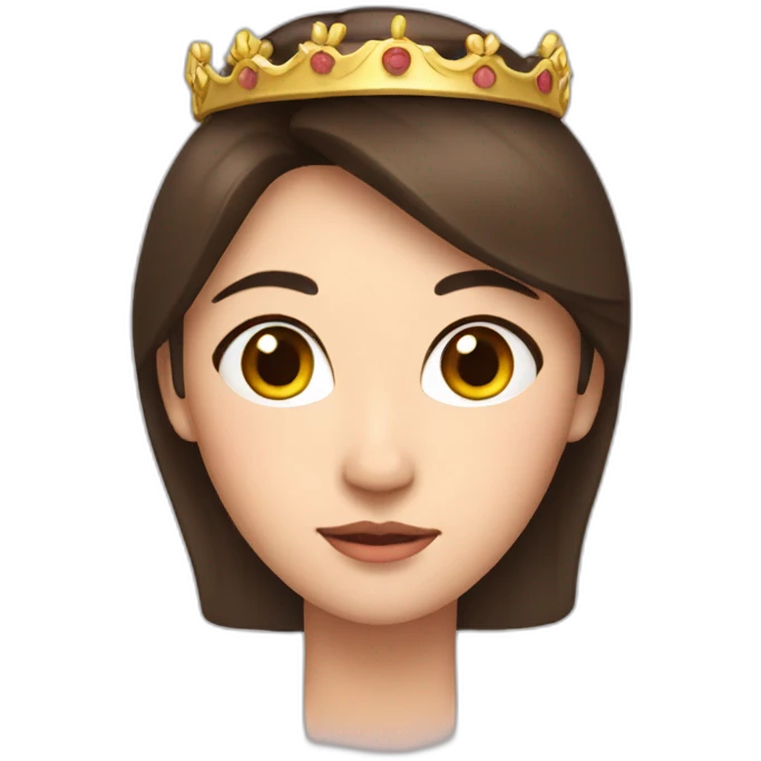 a brunette woman with a crown on the head, asian, shoulders emoji