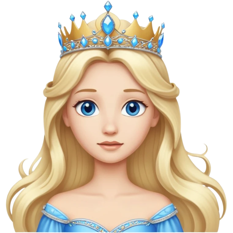 Blonde princess long hair blue eyes with tiara emoji