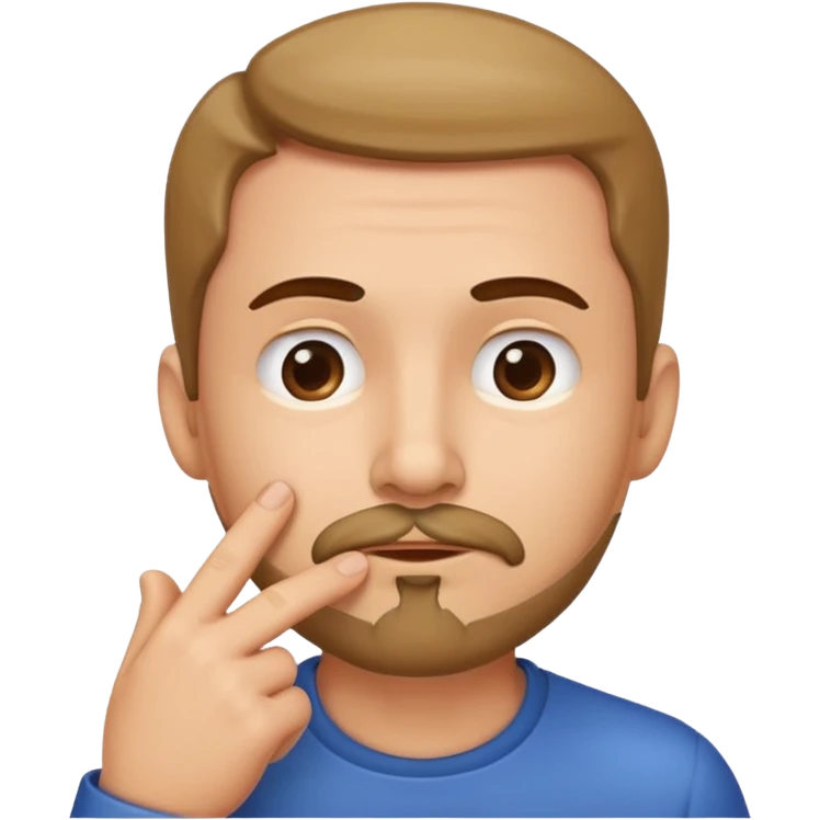 face with a goatee, finger tapping chin, thoughtful, classic emoji style emoji