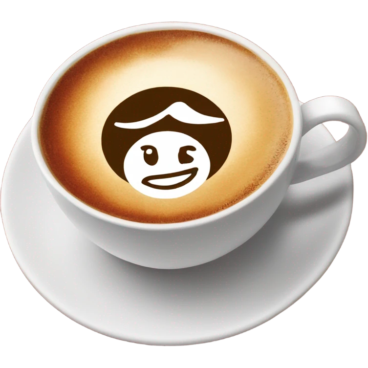 A red mug with “joy” drawn on in and a cappuccino inside emoji