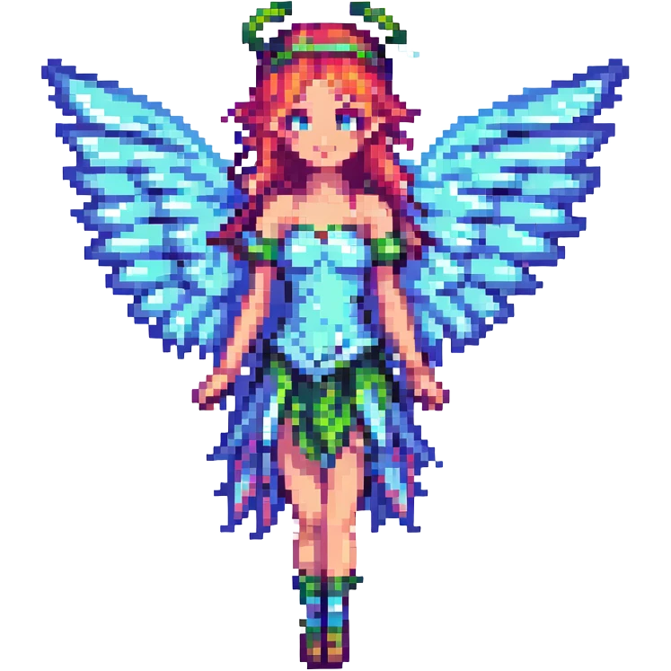 pixel art fairy with large wings, vibrant colors emoji