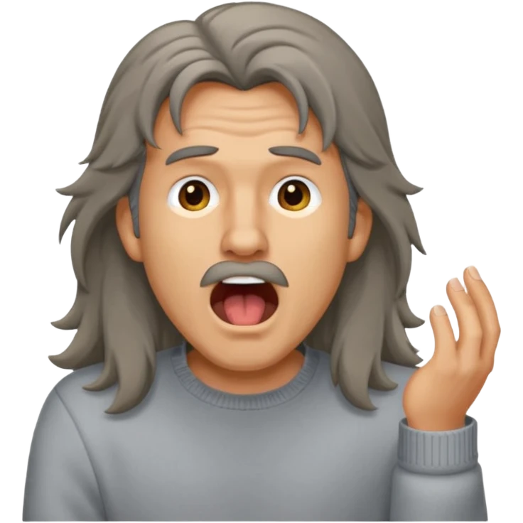 yawning long haired man in sweater emoji