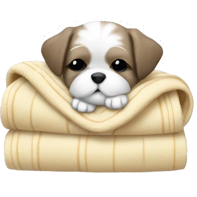 Shi - tzu puppy sleeping with a blanket emoji