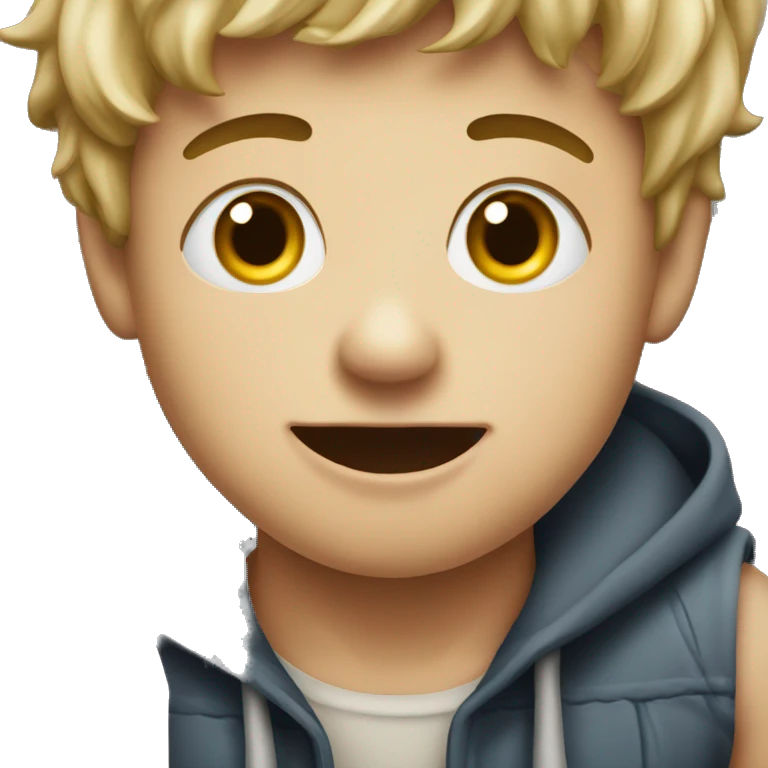 A boy with a mounth dirty by milk emoji