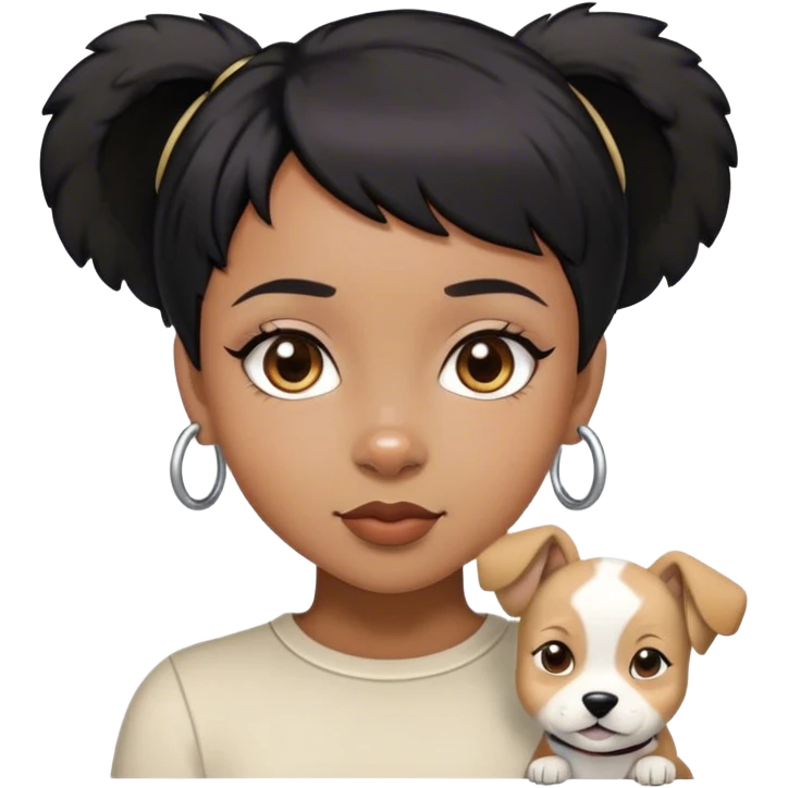 black girl with short black hair with puppy ears  emoji
