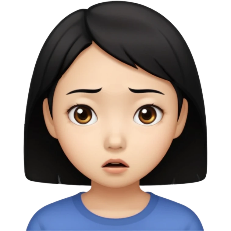 dark circles eyes frightened asian girl emoji