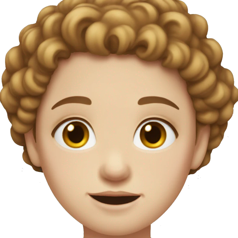 Girl with pale skin, hazel eyes, brown curly hai emoji