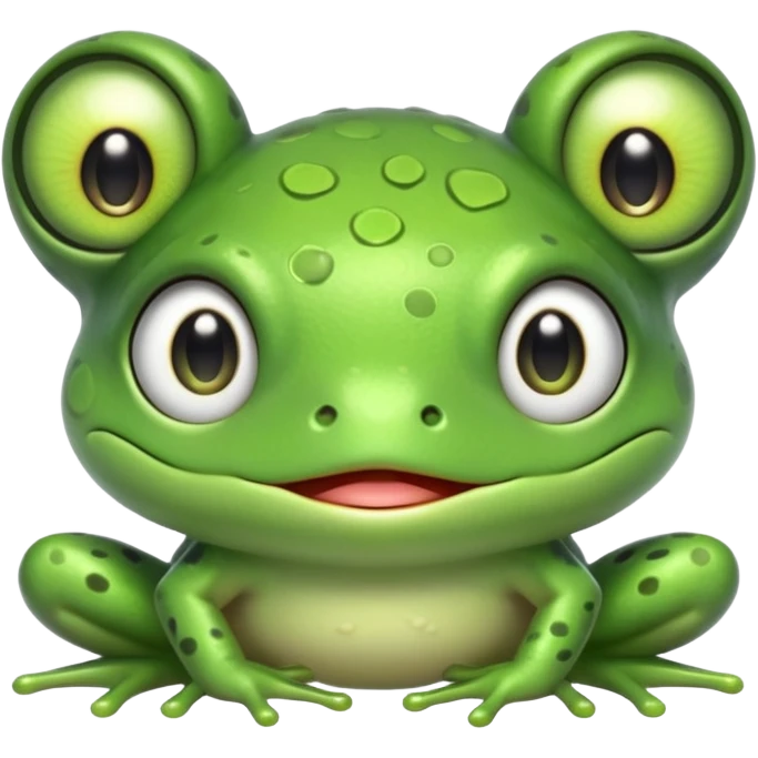 simple kawaii frog whole body, very simple dot eyes, vey big pupils emoji