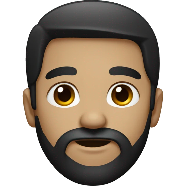 black haired with black beard, brown/dark eyes small nose   emoji