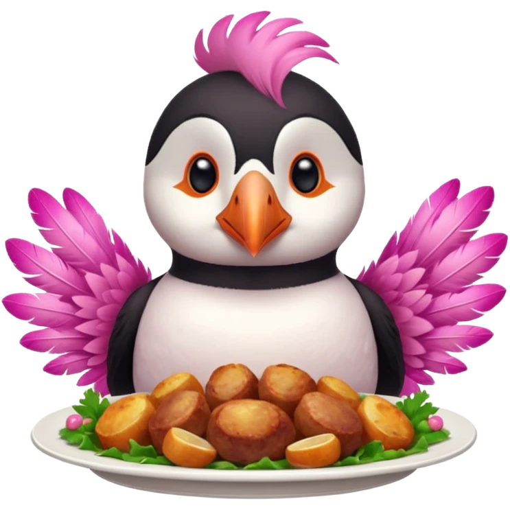 pink puffin pink feathers roast dinner emoji